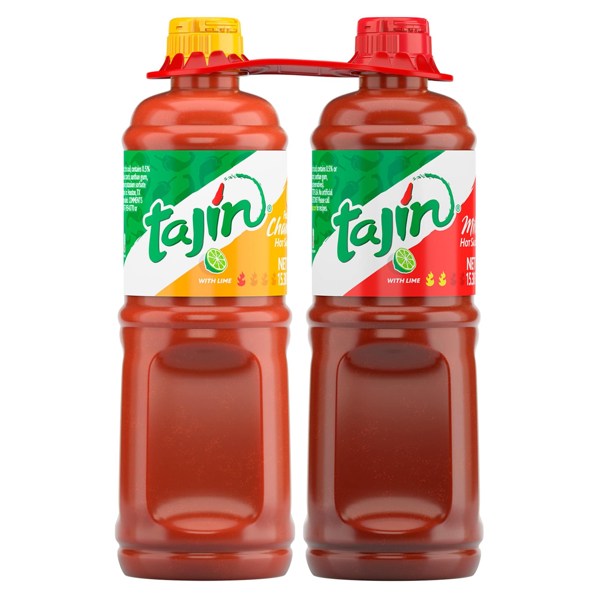 Tajin Fruity Chamoy Sauce 15.38oz and Mild Hot Sauce 15.38oz Bundle 2 double packs (Pack of 4)
